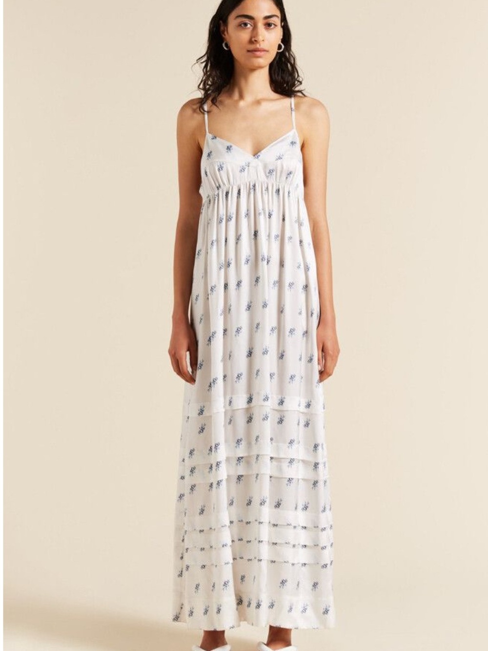 Lee Mathews Greta Pleated Slip Maxi Dress Venice Blue Size 3